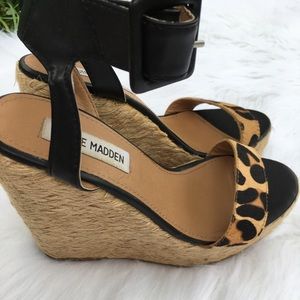 Steve Madden Leopard Strap Wedges